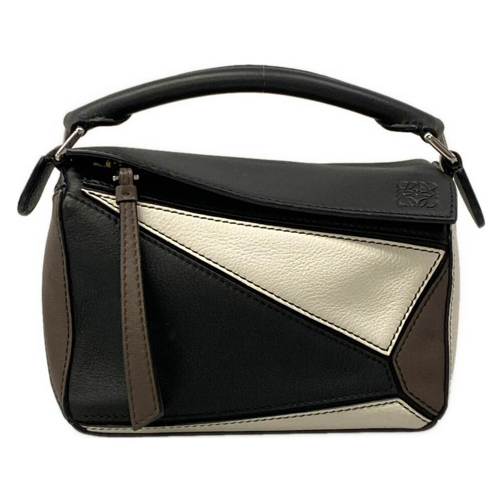 Loewe Puzzle Bag Mini Handbag 322.30OU95 Black White Dark Brown
